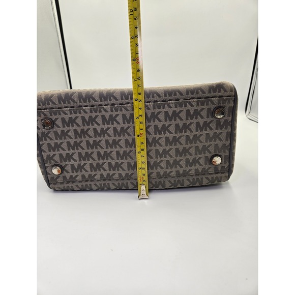 Michael Kors Monogram Satchel Handbag‎ Gray Canvas Leather Top Handle Bag MK - Picture 10 of 12